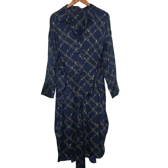 Who What Wear Women's Dress Navy Gold Chains Tie Waist 3X - Picture 2 of 7